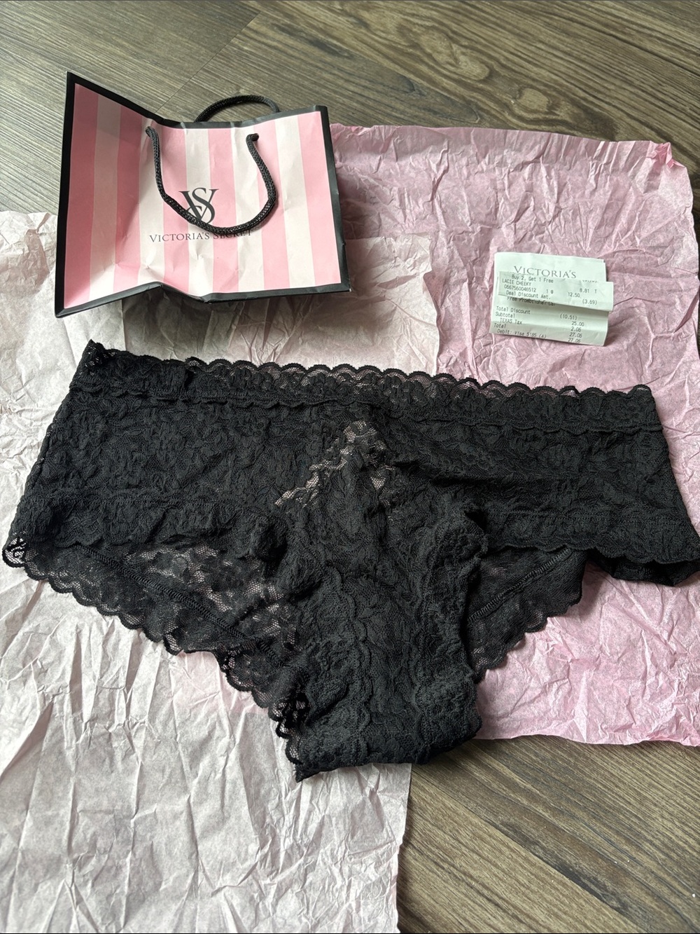 NWT Victoria's Secret Black Lace Cheeky Panty